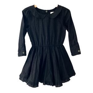 Little Minis Shortie Swiss Dot Dress - Peter Pan Collar - Black - 5T